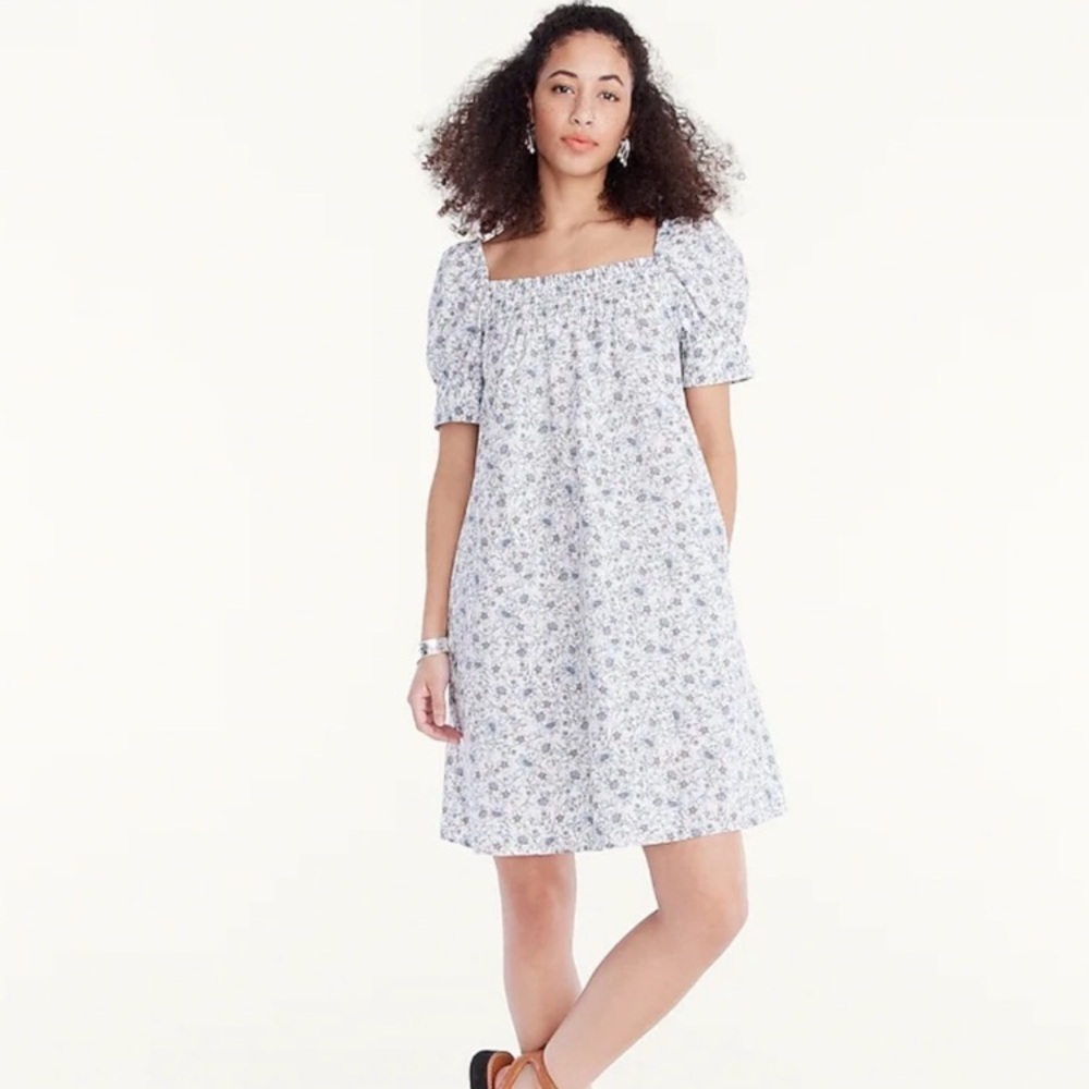 J. Crew Cotton poplin shift‎ dress in floral vines Small